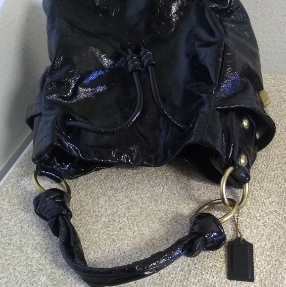 Coach Black Patent Leather Drawstring Bag. - Picture 7 of 7